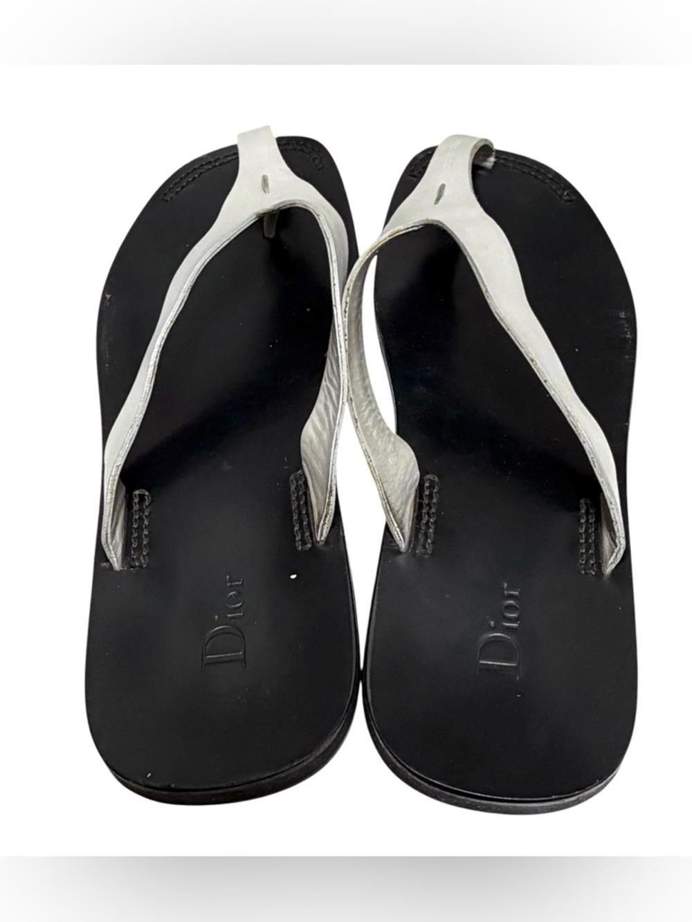 Vintage Dior Sandals Black Gray Leather Strappy 2000s Rare Minimalist - Picture 5 of 7